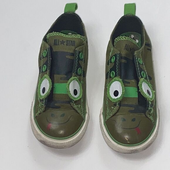 ❌SOLD❌Rare Converse All Star Chuck Taylor Slip on frog boy Shoes size 10 - Picture 1 of 15